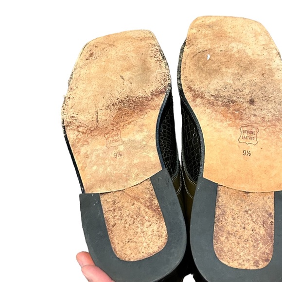 FRATELLI Men's Green Croc Embossed Leather Square Toe Lace Up Dress Shoe-Sz 9.5 - Picture 13 of 14